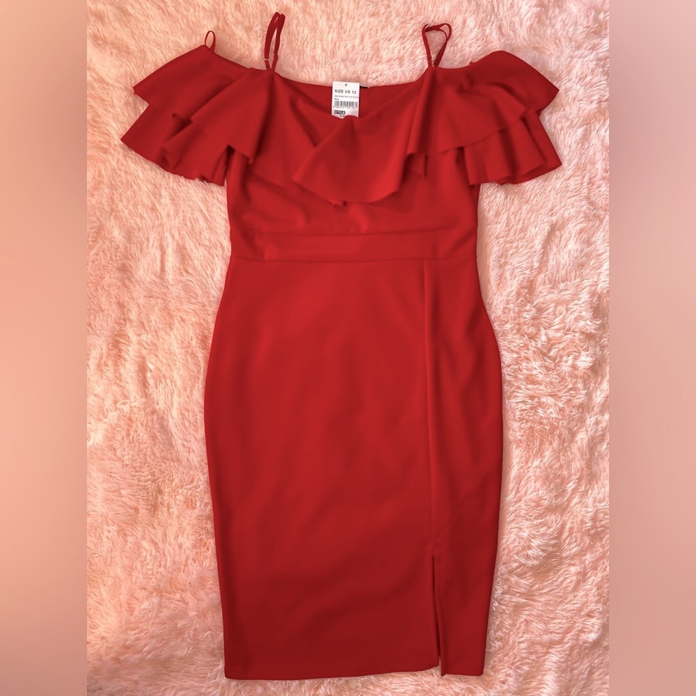 Quiz Off The Shoulders Ruffle Trim Dress